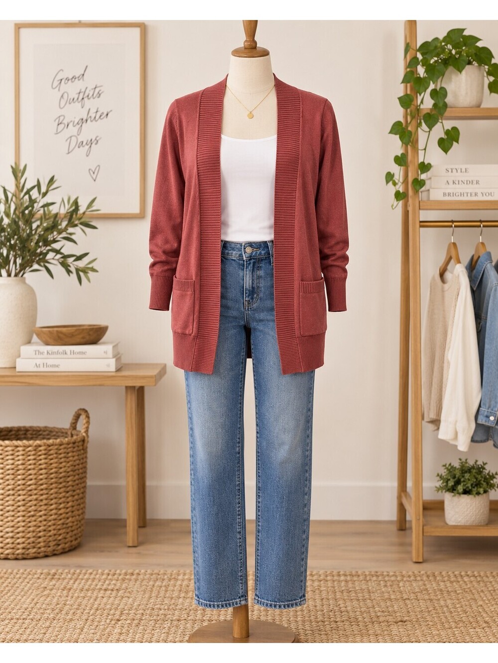 Active USA red cardigan fall layers